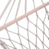 Outdoor Wood Pole Cotton Rope Hammock Garden Patio Yard Hanging Sleep Bed