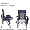 Outdoor Folding Camping Chair High Back Padded Lawn Chair for Camping Hiking, Navy Blue