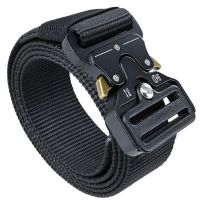 Men's Tactical Belt Military Camouflage Style Nylon Belts Webbing Belt with Heavy-Duty Quick-Release Buckle (colour: black)